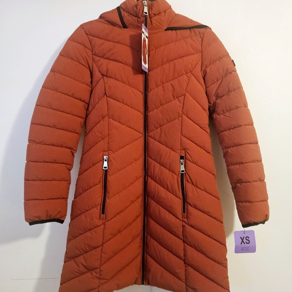 DKNY Orange Puffer Jacket - Picture 1 of 6